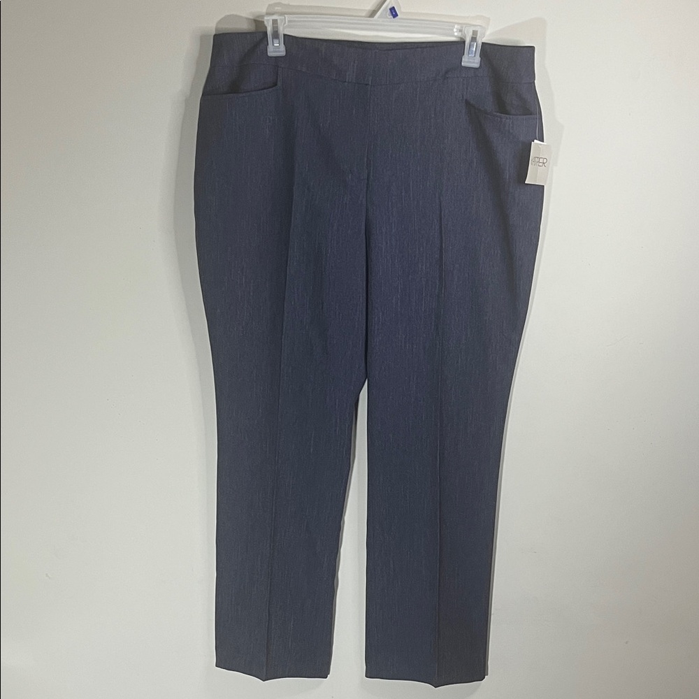 Kasper Women’s Navy Denim Trouser Dress Pants Tall Size 18
